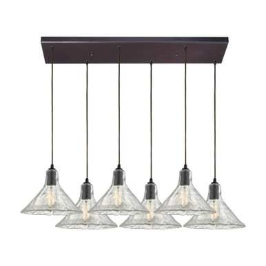 Hand Formed Glass 6 Light Large Rectangular Pendant by ELK Home - 10435/6RC