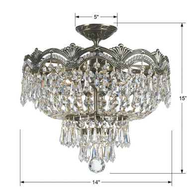 Majestic 3 Light 14 Inch Wide Flush Mount by Crystorama - 1483