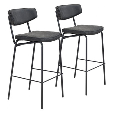 Sharon Bar Chair in Vintage Black Set of 2 by Zuo Modern - 109508