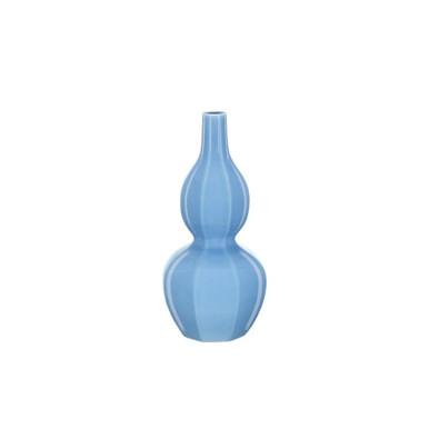 Sky Blue 18 Inch Octagonal Double Gourd Vase by Currey Company - 1200-0609