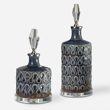 Varuna Bottle (Set of 2) 13.5 Inch Tall and 5 Inch Wide by Uttermost - 18886