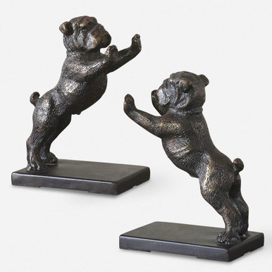 Bulldogs Bookend (Set of 2) 6.5 Inch Tall and 4.13 Inch Wide by Uttermost - 19643