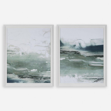 Emerald Daze 44.25 Inch Abstract Framed Print (Set of 2) by Uttermost - 32249