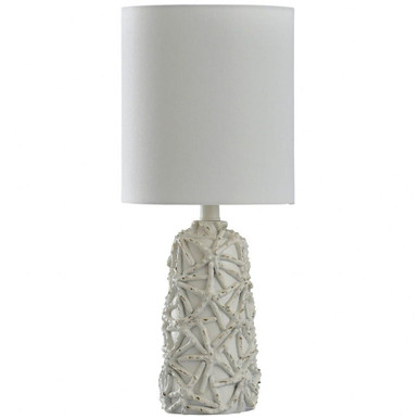 Old Cream Distressed Mini Table Lamp - White Shade - L14272DS