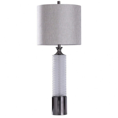 Walsall One Light Herringbone Glass Column Table Lamp by Stylecraft - L316624DS