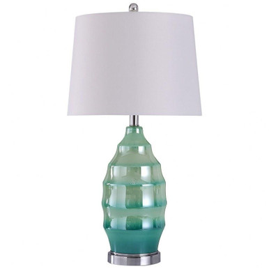 Bella Ribbed Glass Table Lamp with Tapered Drum Shade by Stylecraft - L318557DS