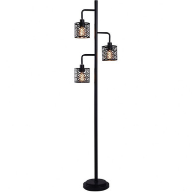 Three Light Geometric Metal Pendant Three Light Floor Lamp with Cage Shade - L73287ADS
