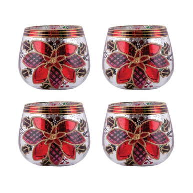 Poinsettia 3 Inch Tealight Holder (Set of 4) by Elk Home - 394621/S4