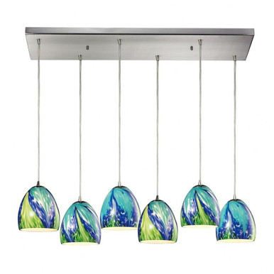 Colorwave 6 Light Large Rectangular Pendant by ELK Home - 31445/6RC-TB
