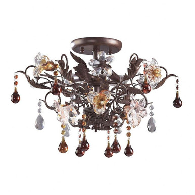 Cristallo Fiore 3 Light 19 Inch Wide Semi Flush Mount by ELK Home - 7044/3