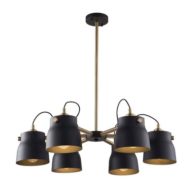 Euro Industrial 6 Light Large Chandelier by Artcraft - AC11366VB