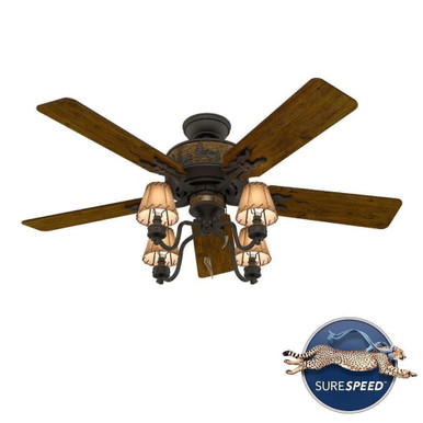 Adirondack 5 Blade Ceiling Fan with Light Kit 52 Inches Wide by Hunter Fans - 59580