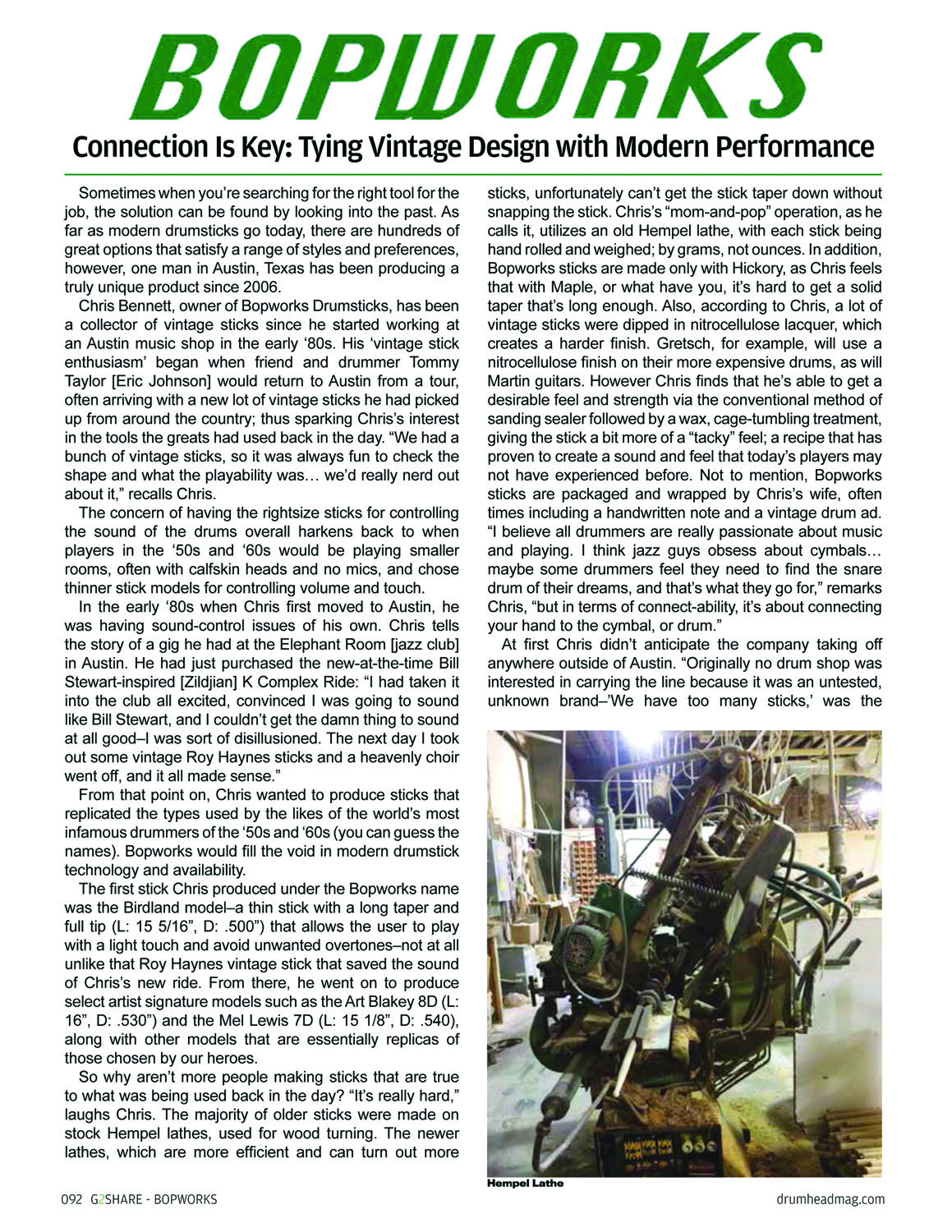 Drumhead Magazine Review Bopworks Drumsticks