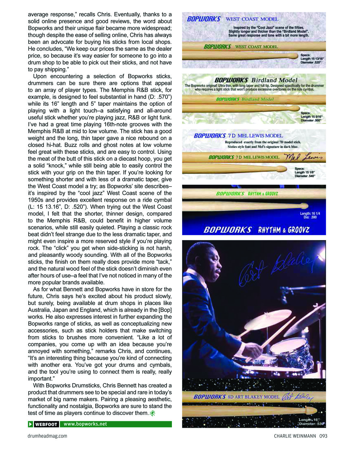 Drumhead Magazine Review Bopworks Drumsticks