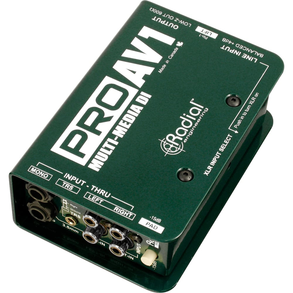 ProAV1 | Passive DI for AV with stereo-to-mono mix, RCA, 35mm and