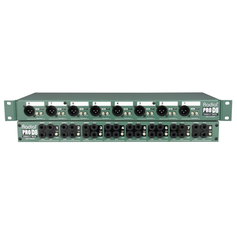ProD8 | 8-ch passive DI for keyboards, 1RU 19" rackmount, reversible rack ears