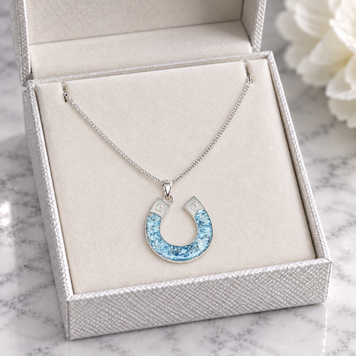 Horse Shoe Cremation Ashes Necklace | Sterling Silver | Memorial Keepsake Jewellery