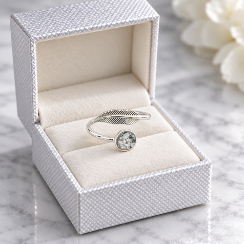Francesca Cremation Ashes Feather Ring | Sterling Silver Keepsake Jewellery
