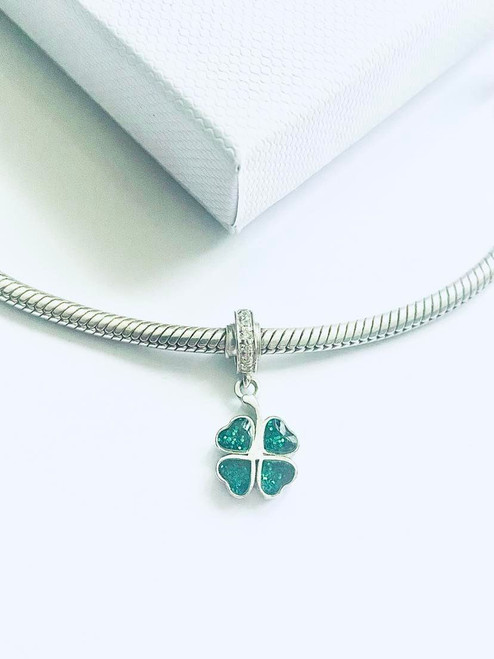 Shamrock Cremation Ashes Charm | Memorial Jewellery | Sterling Silver