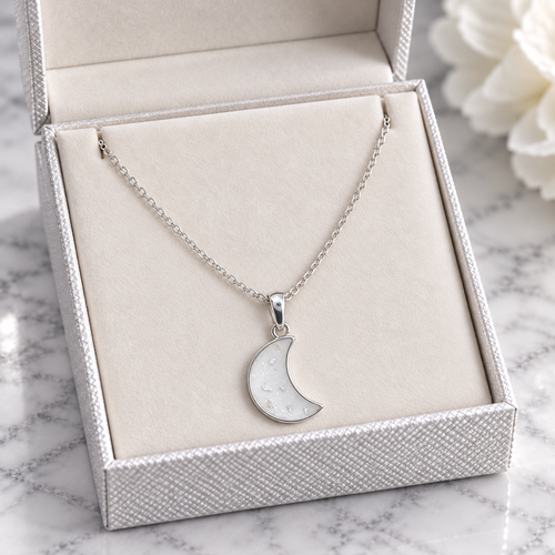 Moon Cremation Ashes Necklace | Memorial Jewellery | Sterling Silver Moon Cremation Ashes Necklace | Memorial Jewellery | Sterling Silver