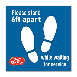 Please stand 6ft apart while waiting for service floor vinyl