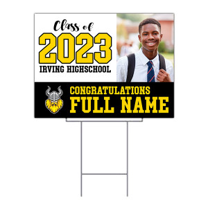 black and gold graduation yard sign - uv printed with wire frame black and gold graduation yard sign - uv printed with wire frame