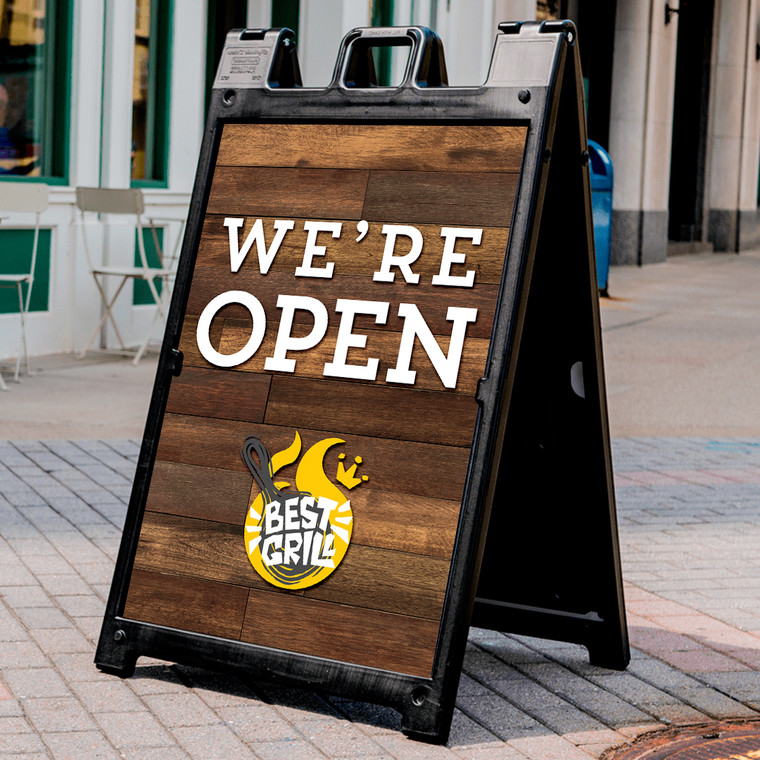 we're open sandwich board display