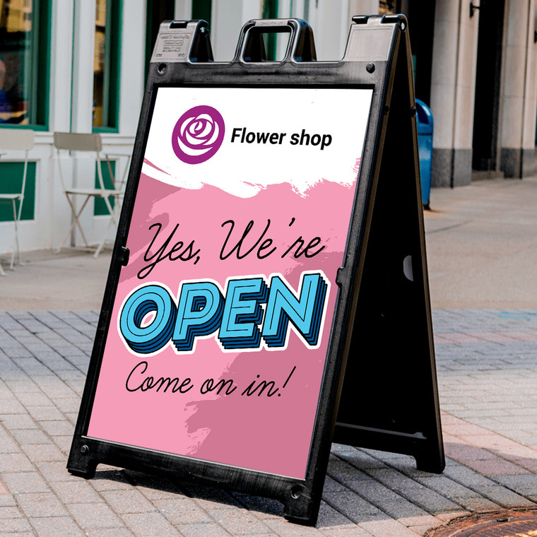 we're open sandwich board display