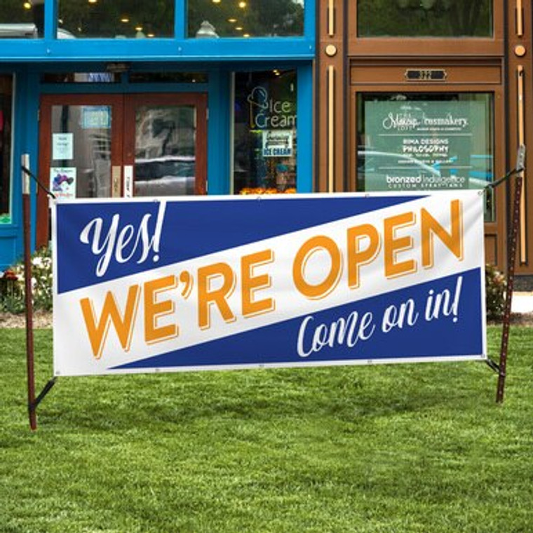 We're Open Vinyl Banner (VB-OPEN-003)