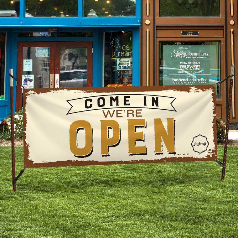 We're Open Vinyl Banner (VB-OPEN-015)