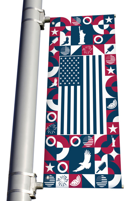 American flag light pole banner