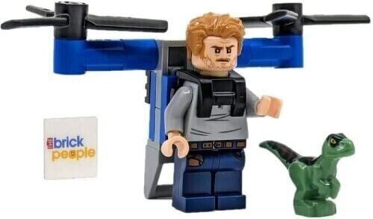 LEGO Jurassic World Owen Grady Minifigure with Jetpack and Baby Raptor