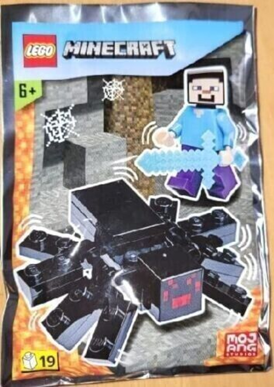 LEGO Minecraft Steve Minifigure with Pickaxe and Spider