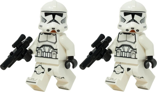 LEGO Star Wars: Clone Trooper Minfiigure (Phase 2) with Blaster - Lot of 2