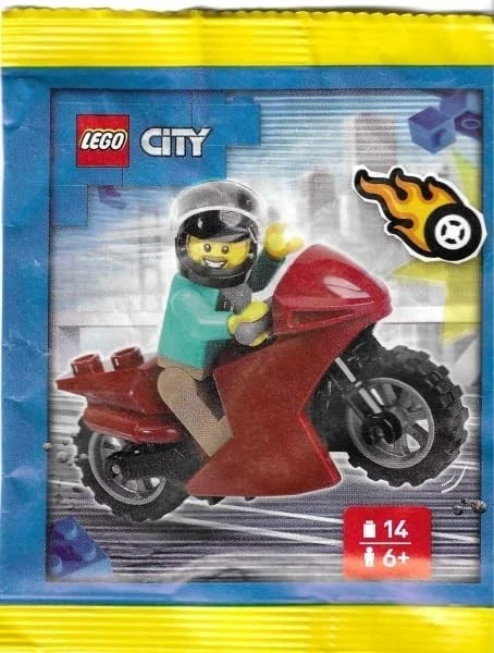 LEGO City Mini Set: Stunt Driver Minifigure with with Motorcycle (Ages 6+)