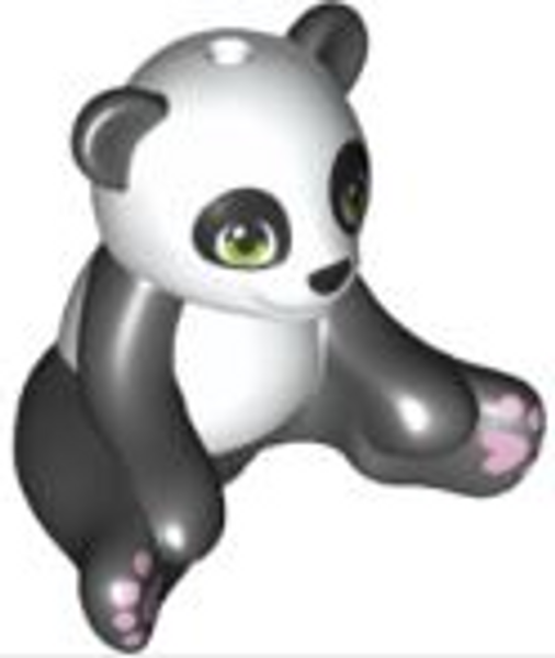 LEGO® City - Panda Bear Sitting with Lime Eyes Lavender Paws and White Head and Stomach Pattern