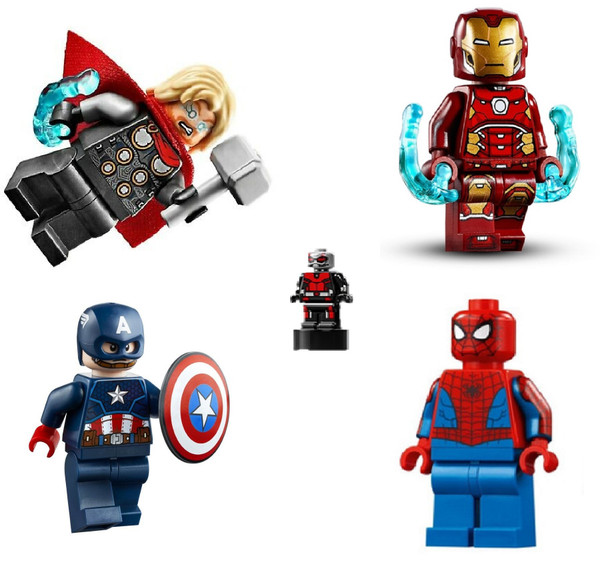 LEGO®Superheroes Avengers Lot: Thor, Captain America, Spiderman, Micro Ant Man, and Iron Man