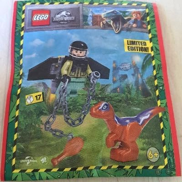 LEGO Jurassic World: Ranger Minifigure with Jetpack and Baby Raptor LEGO Jurassic World: Ranger Minifigure with Jetpack and Baby Raptor