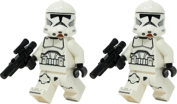 LEGO Star Wars: Clone Trooper Minfiigure (Phase 2) with Blaster - Lot of 2