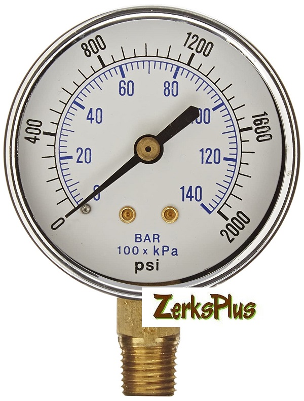 2000 PSI DRY 2" Pressure Guage Black Steel Case Lower Mt