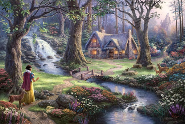 Snow White Discovers the cottage, Thomas Kinkade, Disney, Schmidt, 1000 piece Puzzle, Jigsaw,  Things2do Jigsawpuzz