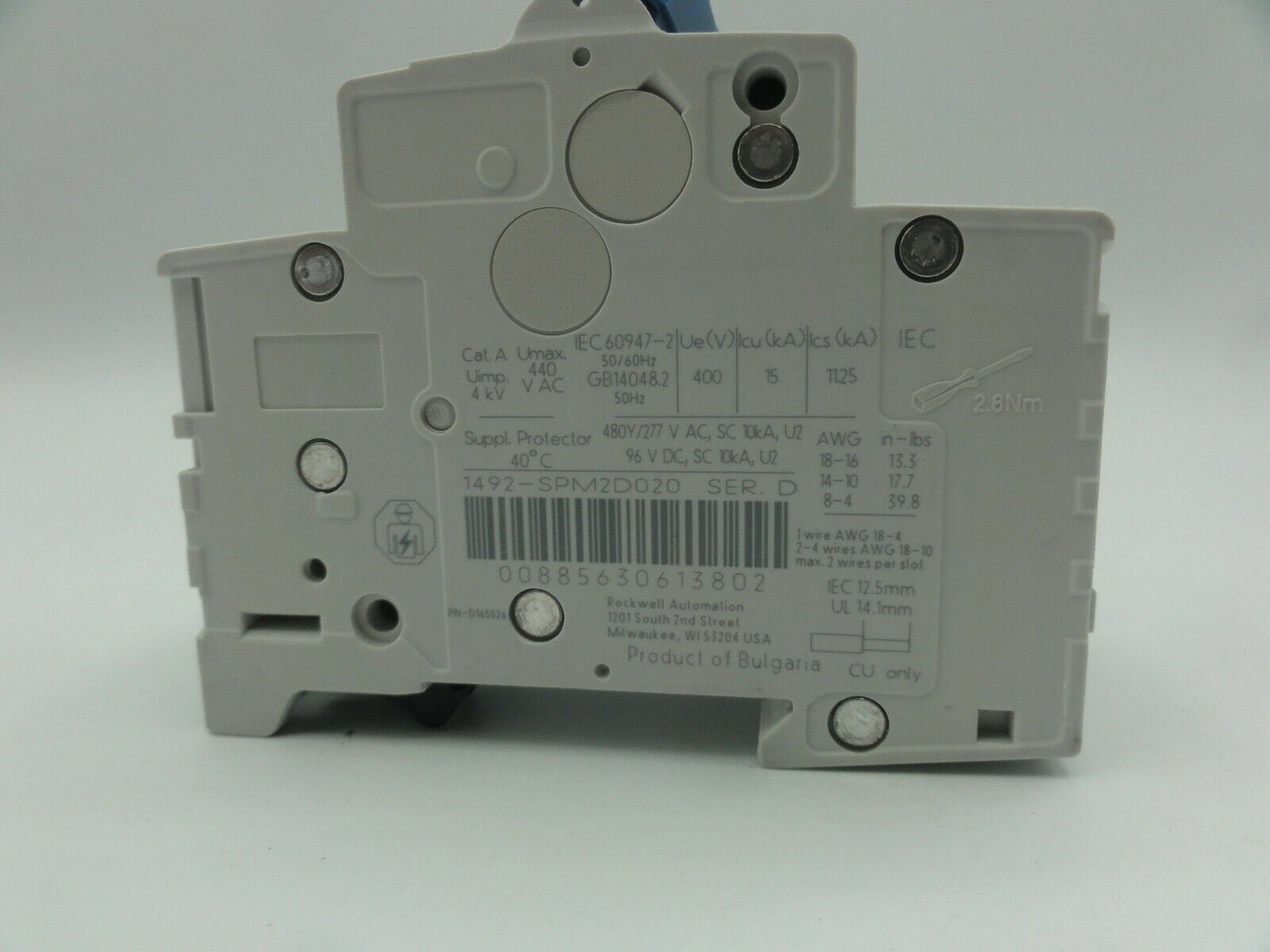 (2) Allen Bradley (AB) 1492-SP 2 Amp, Miniature Circuit Breakers