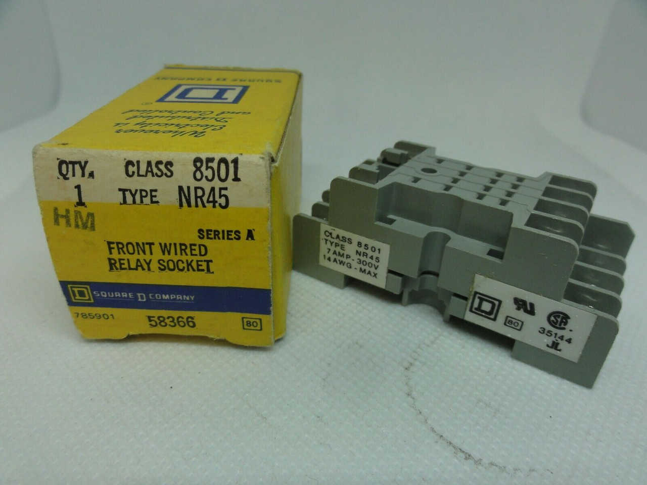 (2) Square D Class 8501 Type NR45 Series A Relay Sockets