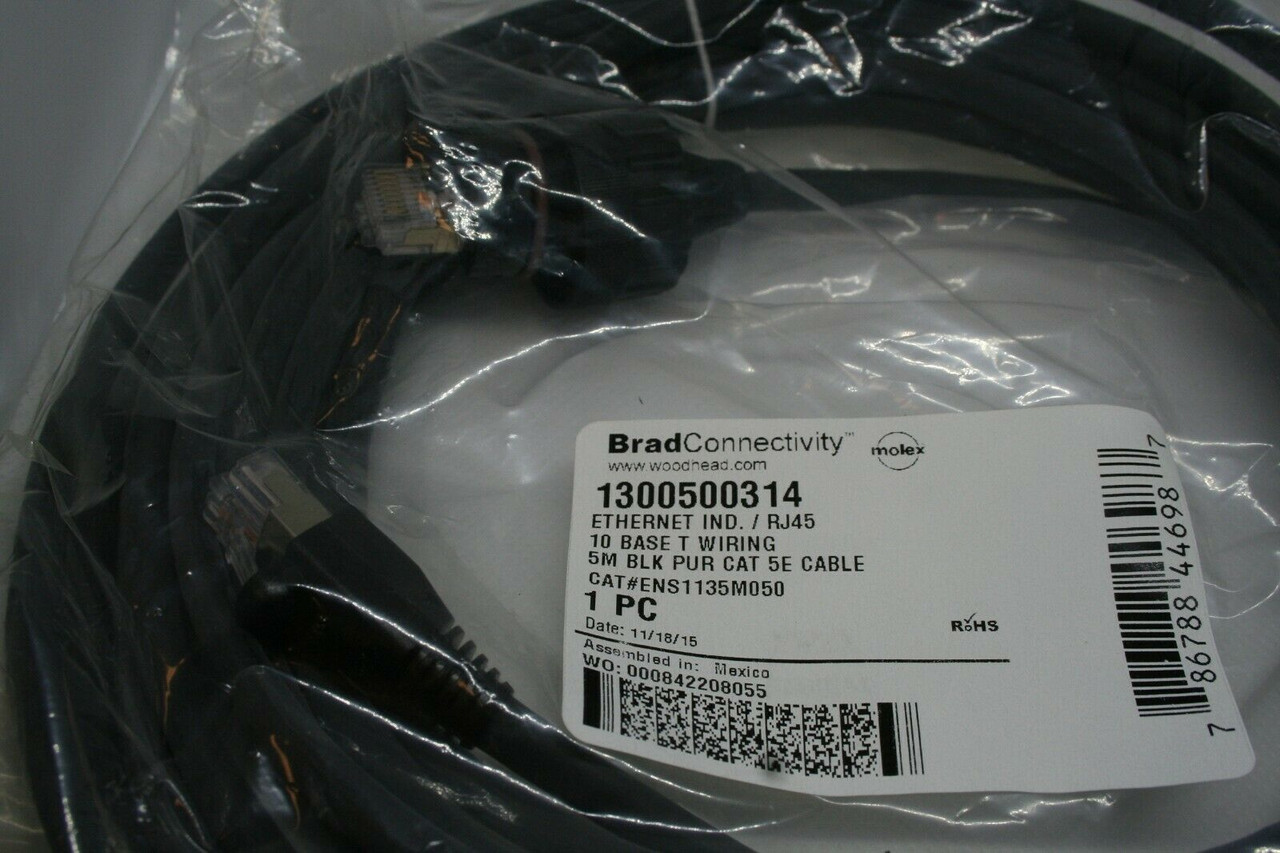 Brad Connectivity 1300500314 Ethernet Ind. / RJ45 10 Base T Wiring 5M BLK Cat 5E