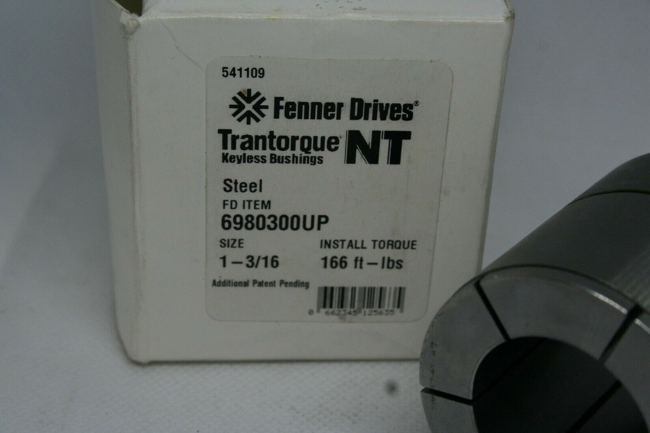 FENNER DRIVES 6980300UP TRANTORQUE NT KEYLESS BUSHING, Size: 1-3/16, 166ft-lbs