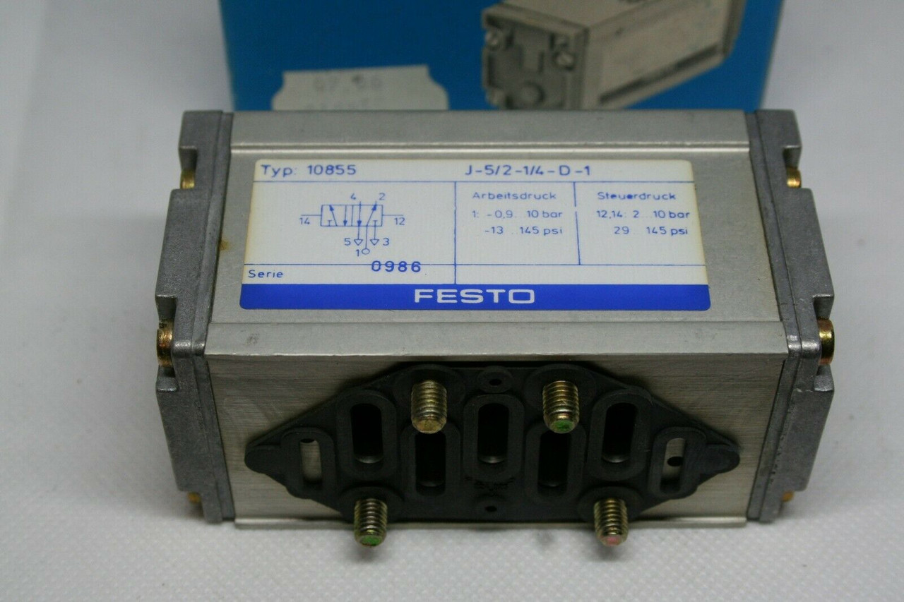 Festo Type 10855 Pneumatic Pilot Operated Valve J-5/2-1/4-D-1