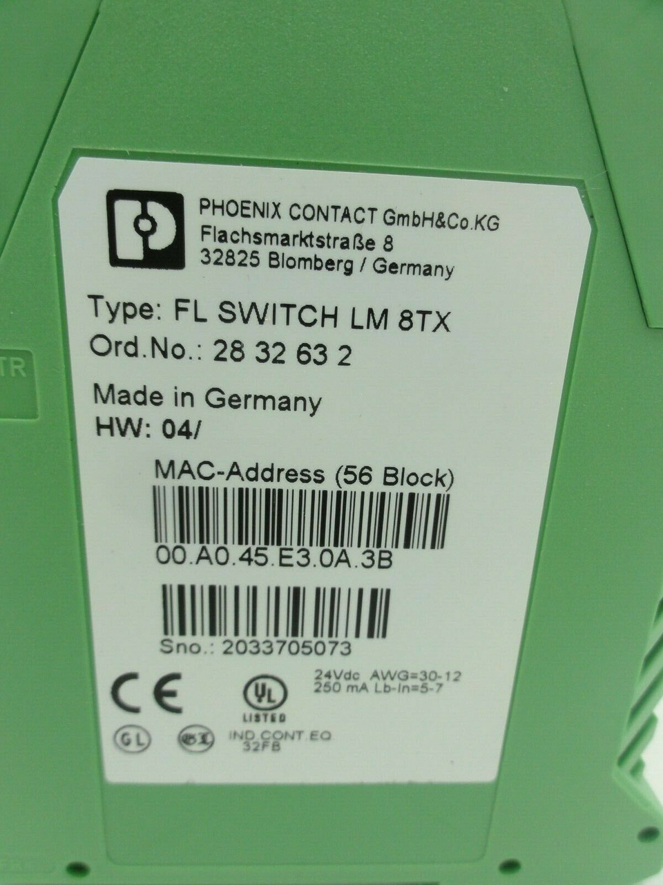 Phoenix Contact Industrial Ethernet Managed Type FL Switch LM 8TX, #2832632