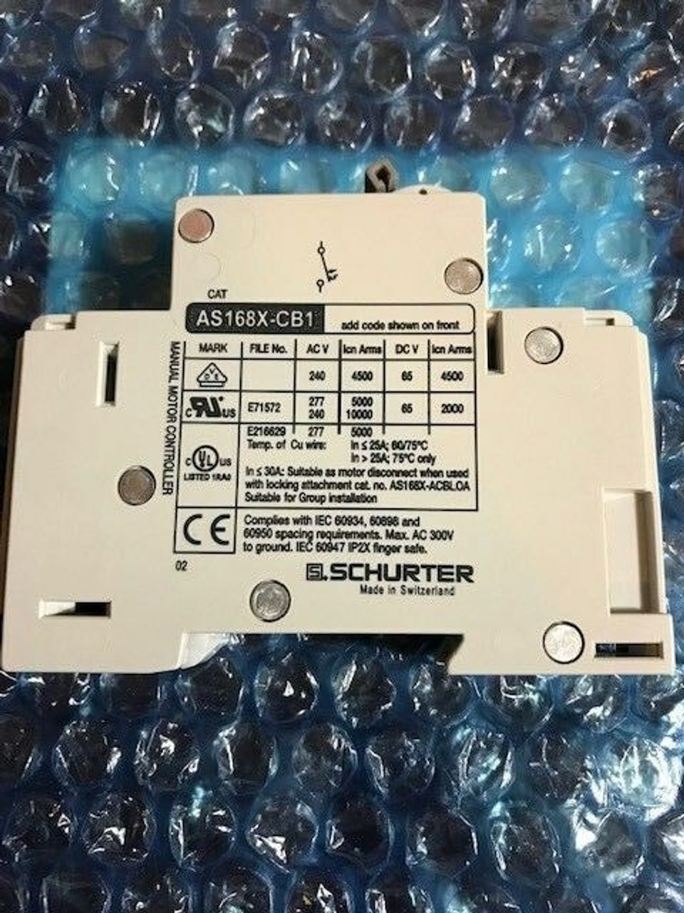 Schurter AS168X-CB1 Manual Motor Controller Circuit Breaker, 20A , 3HP, G200