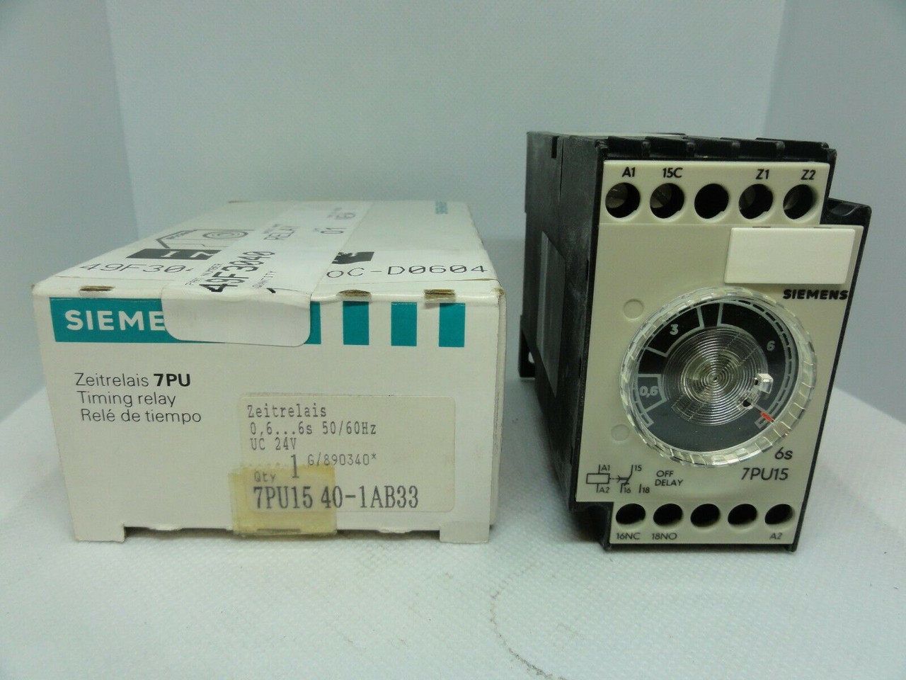 Siemens 7PU1540-1AB33 6s Time Relay *NEW*