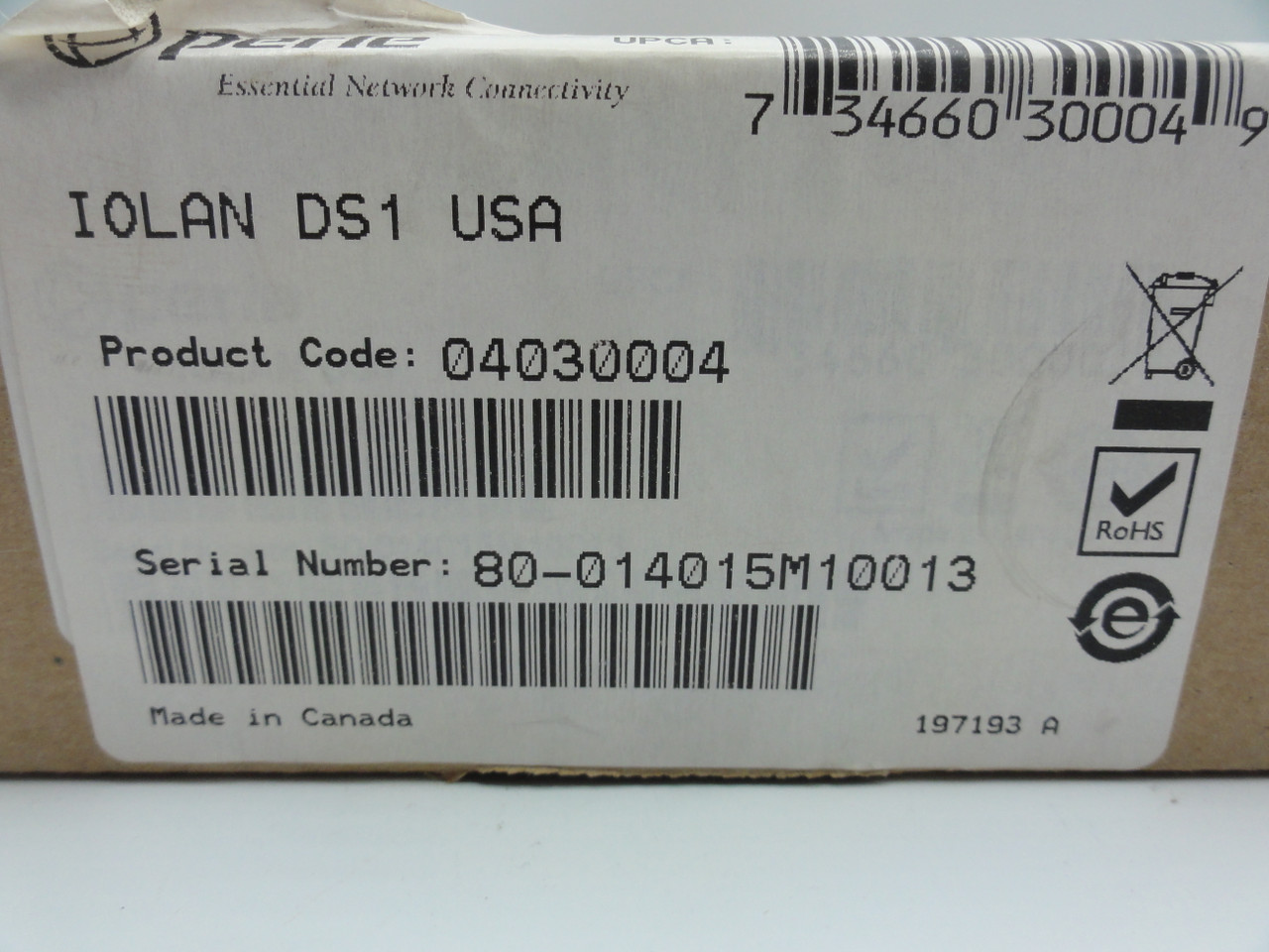 Perle Systems 04030004 IOLAN DS1 DB9-RJ45 1 Port Device